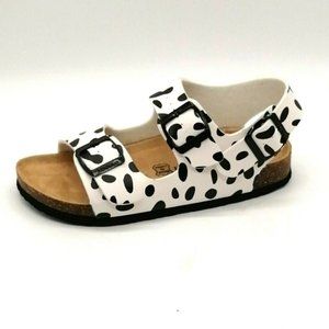 Maibulun Womens Double‎ Strap Slingback Sandal Black White Spotted EUR 39 NEW